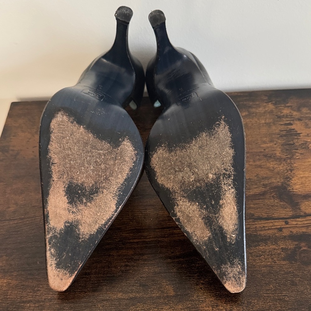 Charles David Black Leather Pointed-Toe Stiletto Pumps - Picture 5 of 8